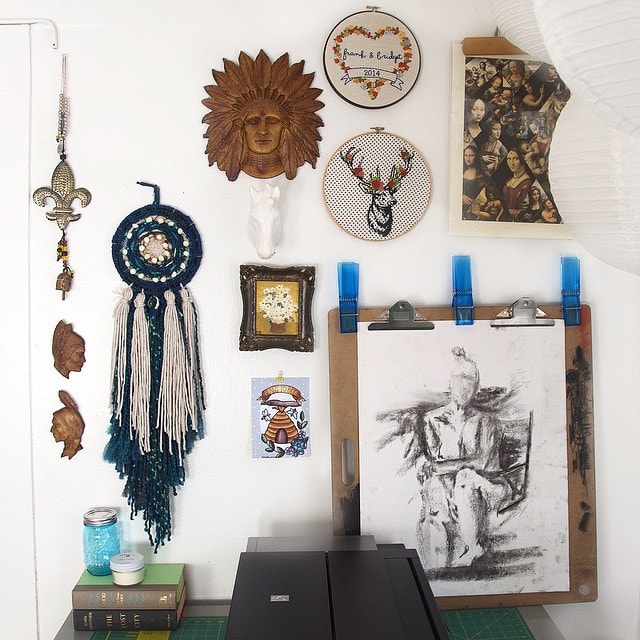 Custom handmade dreamcatcher on gallery art wall by Made by Betty B