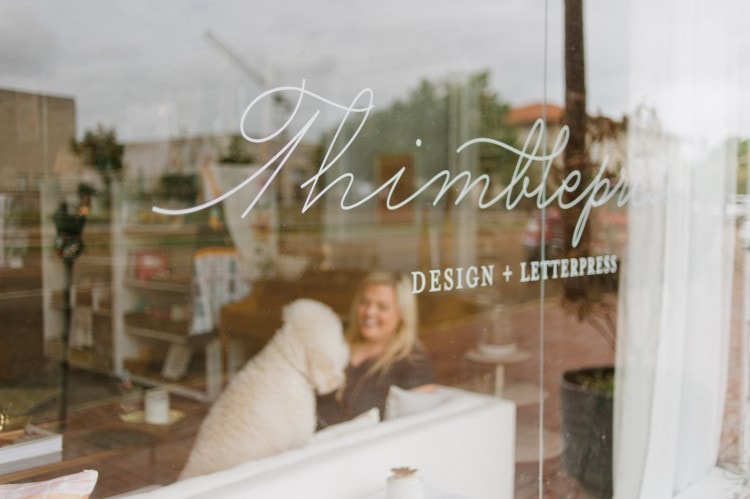 Thimblepress Design + Letterpress Studio Windw and Sign