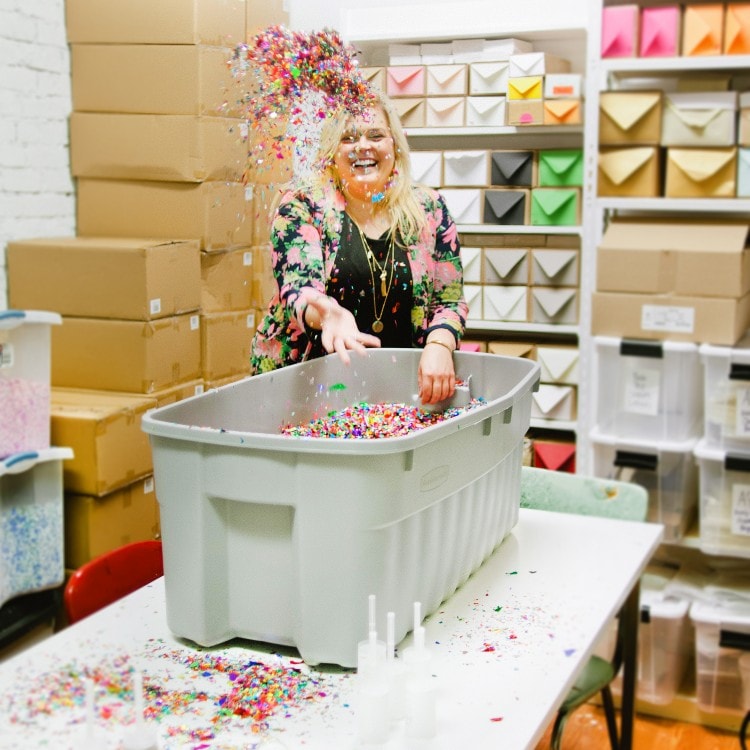 Kristen Ley works with confetti for Push-Pops