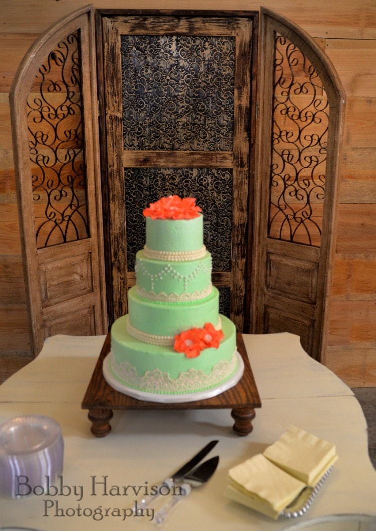 Green and Orange Rustic Wedding Cake