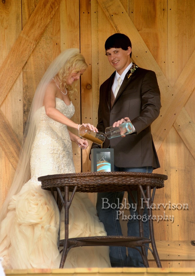 Mississippi Outdoor Rustic Wedding with Sand Cermony, Blue and Brown