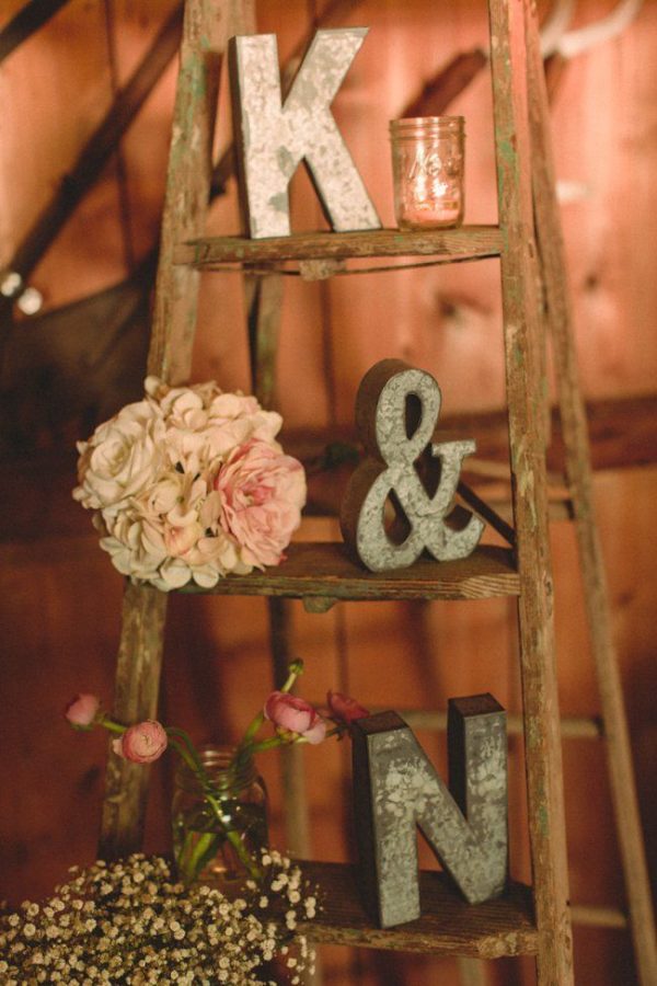 Rustic Barn Wedding with Metal Letter Decor